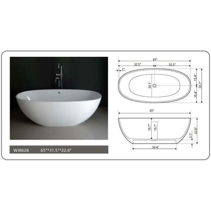 Legion White Solid Surface Soaking Tub WJ8628-W