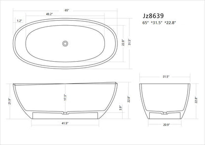 Legion Furniture WJ8639-W 65" Bath Tub