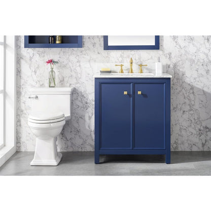 Legion Furniture 30" Blue Finish Sink Vanity Cabinet With Carrara White Top WLF2130-B