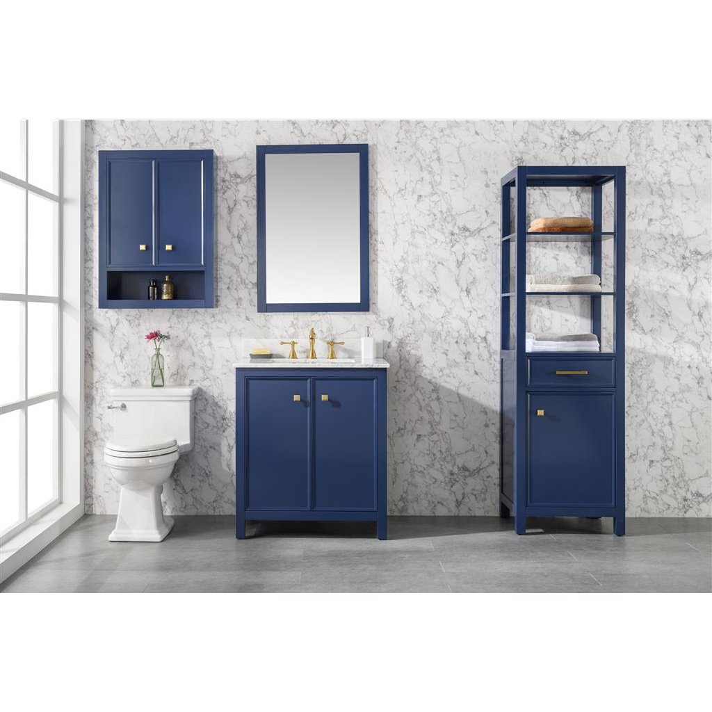 Legion Furniture 30" Blue Finish Sink Vanity Cabinet With Carrara White Top WLF2130-B