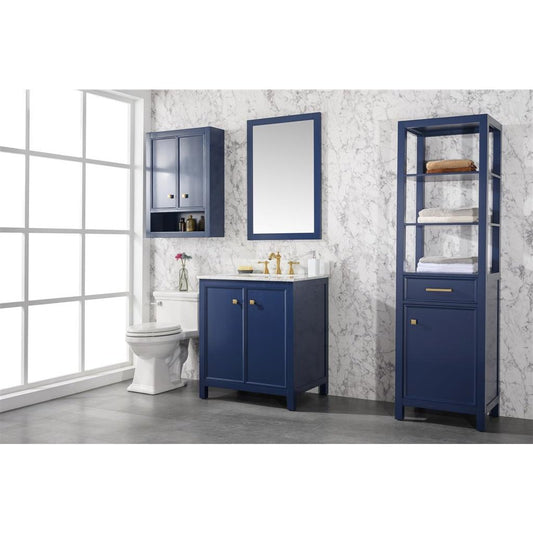 Legion Furniture 30" Blue Finish Sink Vanity Cabinet With Carrara White Top WLF2130-B