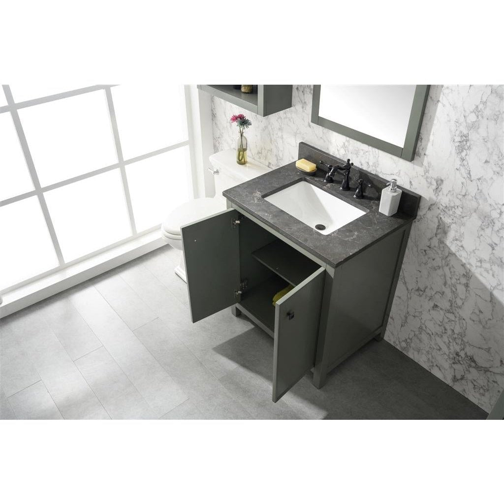 Legion Furniture 30" Pewter Green Finish Sink Vanity Cabinet With Blue Lime Stone Top WLF2130-PG