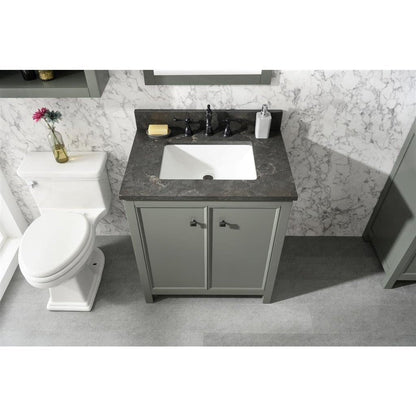 Legion Furniture 30" Pewter Green Finish Sink Vanity Cabinet With Blue Lime Stone Top WLF2130-PG