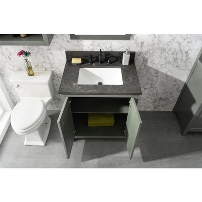 Legion Furniture 30" Pewter Green Finish Sink Vanity Cabinet With Blue Lime Stone Top WLF2130-PG