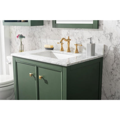 Legion Furniture 30" Vogue Green Finish Sink Vanity Cabinet With Carrara White Top WLF2130-VG