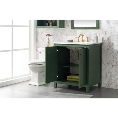 Legion Furniture 30" Vogue Green Finish Sink Vanity Cabinet With Carrara White Top WLF2130-VG