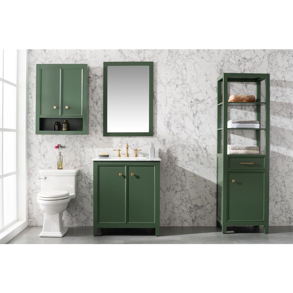 Legion Furniture 30" Vogue Green Finish Sink Vanity Cabinet With Carrara White Top WLF2130-VG