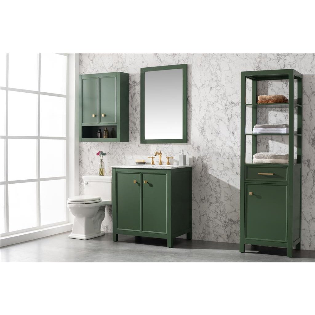 Legion Furniture 30" Vogue Green Finish Sink Vanity Cabinet With Carrara White Top WLF2130-VG