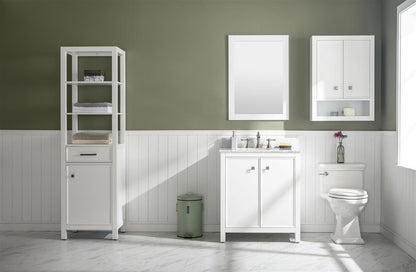 30" Bainbridge Vanity with Single Sink and Carrara Marble Top in White Finish