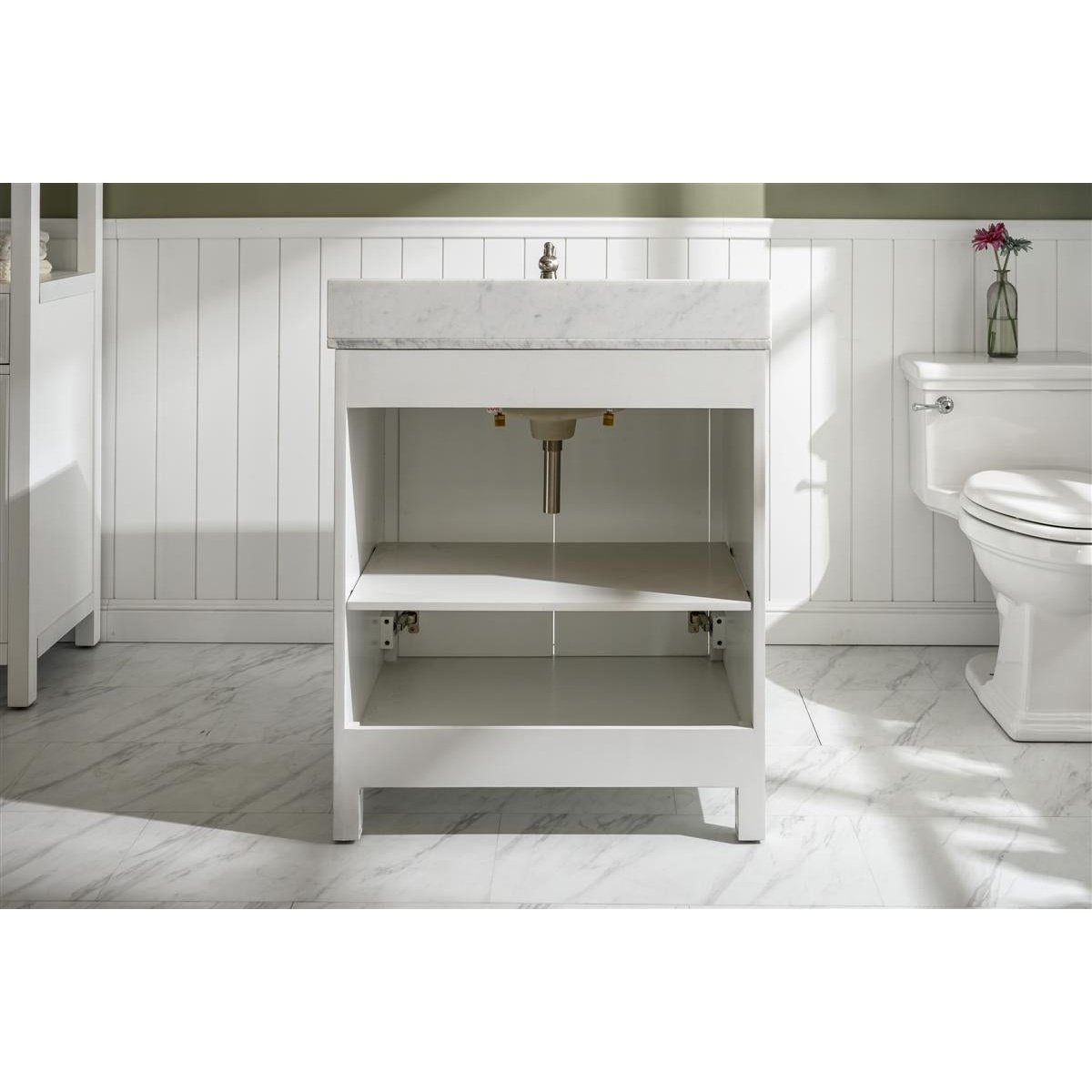 Legion Furniture 30" White Finish Sink Vanity Cabinet With Carrara White Top WLF2130-W