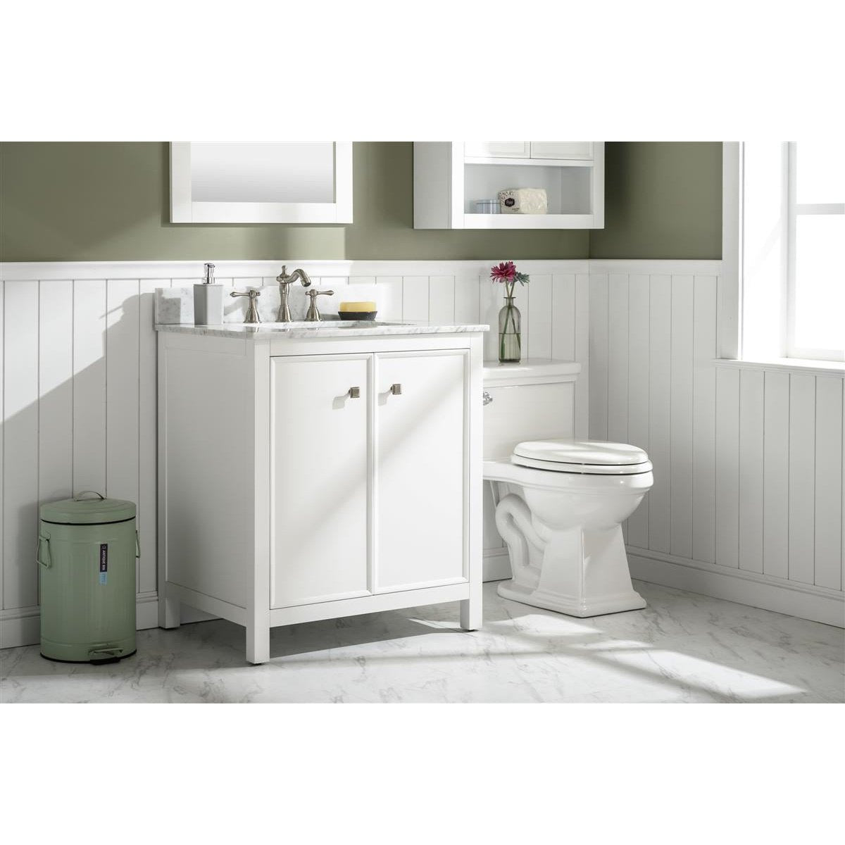 Legion Furniture 30" White Finish Sink Vanity Cabinet With Carrara White Top WLF2130-W