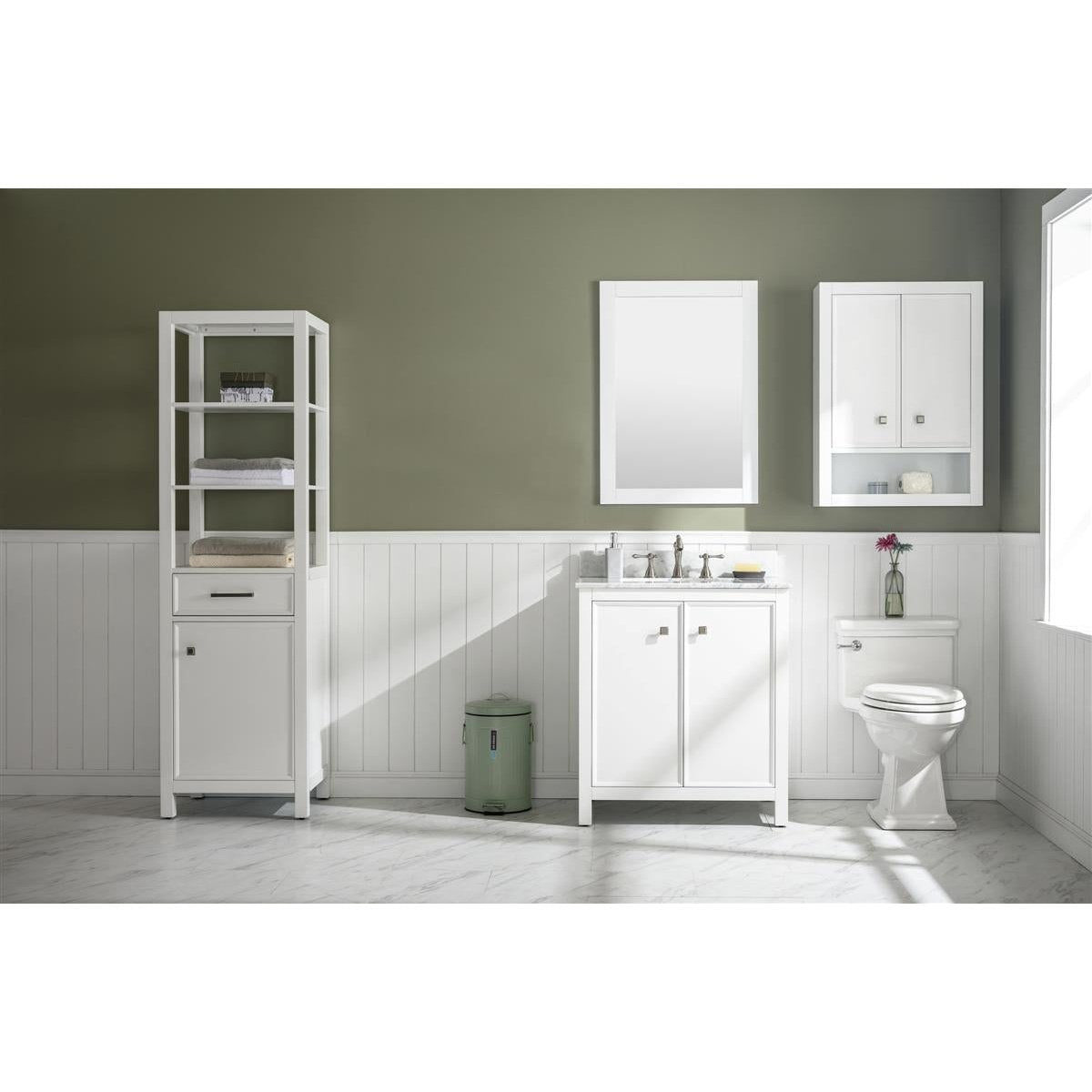 Legion Furniture 30" White Finish Sink Vanity Cabinet With Carrara White Top WLF2130-W