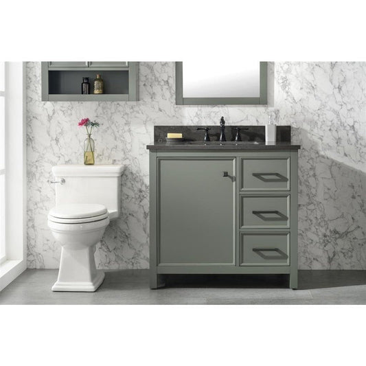 Legion Furniture 36" Pewter Green Finish Sink Vanity Cabinet With Blue Lime Stone Top WLF2136-PG