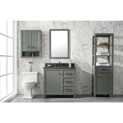 Legion Furniture 36" Pewter Green Finish Sink Vanity Cabinet With Blue Lime Stone Top WLF2136-PG