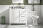 36" Bainbridge Vanity with Single Sink and Carrara Marble Top in White Finish