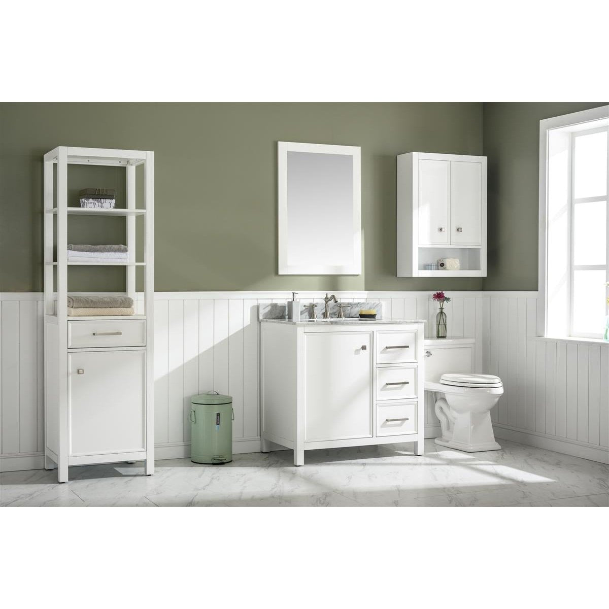 Legion Furniture 36" White Finish Sink Vanity Cabinet With Carrara White Top WLF2136-W