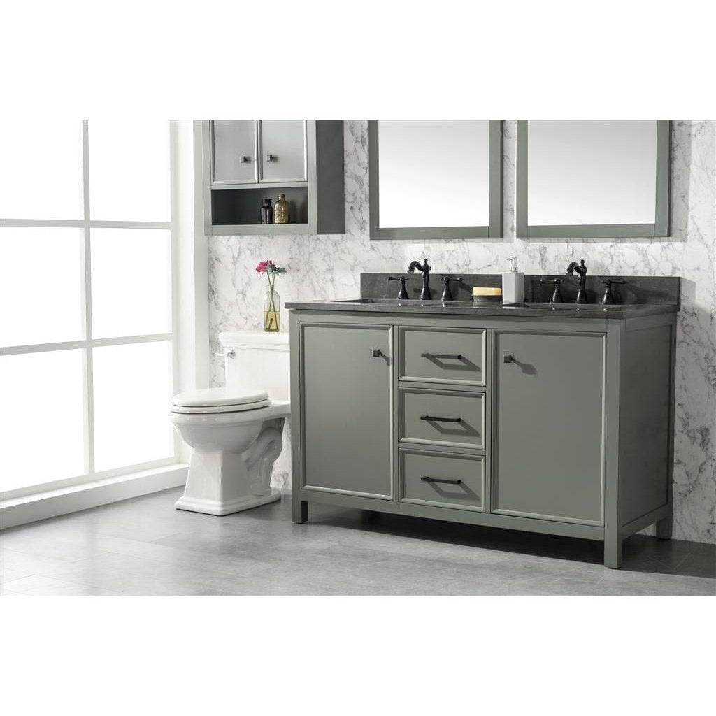 Legion Furniture 54" Pewter Green Finish Double Sink Vanity Cabinet With Blue Lime Stone Top WLF2154-PG