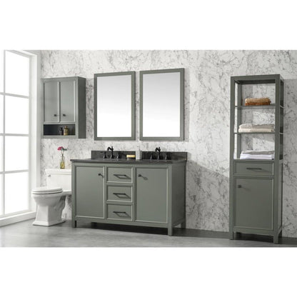 Legion Furniture 54" Pewter Green Finish Double Sink Vanity Cabinet With Blue Lime Stone Top WLF2154-PG