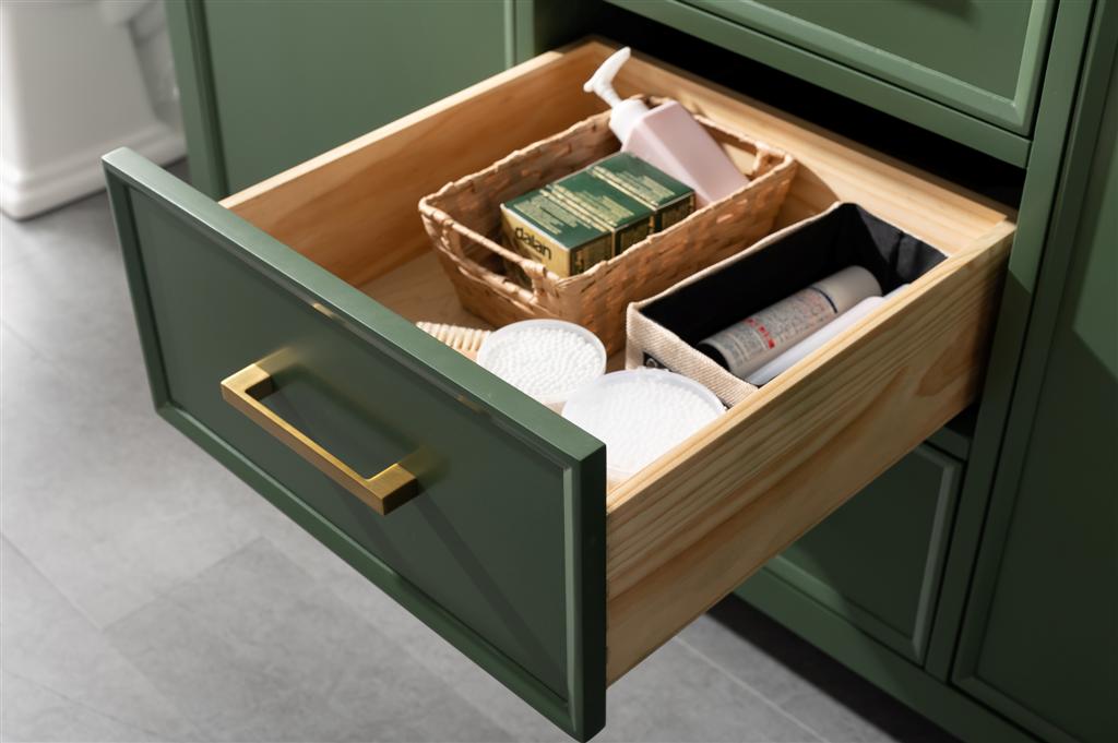 60" Bainbridge Vanity with Double Sinks and Carrara Marble Top in Vogue Green Finish