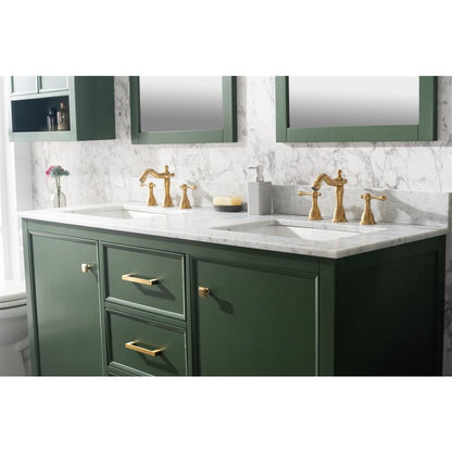 Legion Furniture 60" Vogue Green Finish Double Sink Vanity Cabinet With Carrara White Top WLF2160D-VG