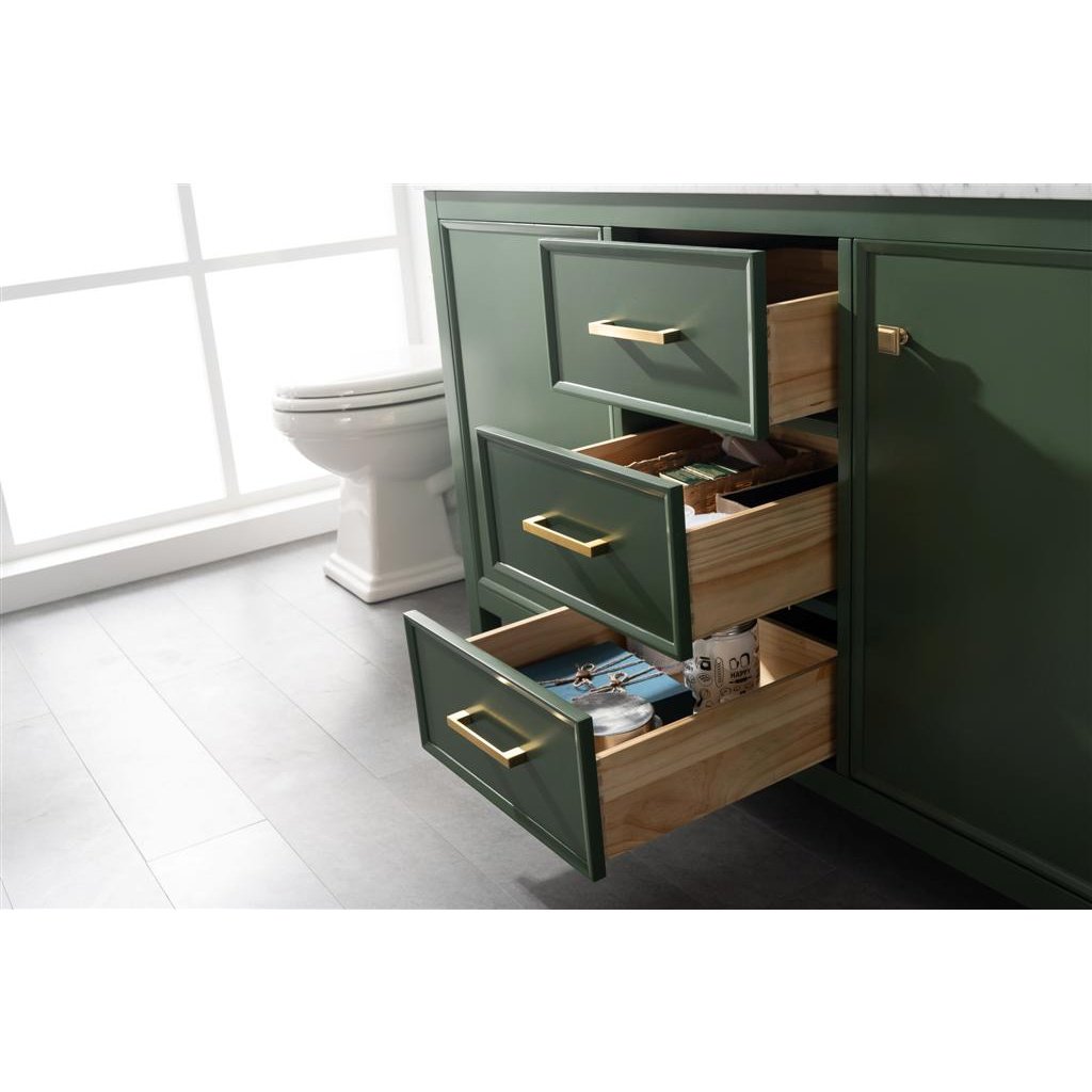 Legion Furniture 60" Vogue Green Finish Double Sink Vanity Cabinet With Carrara White Top WLF2160D-VG