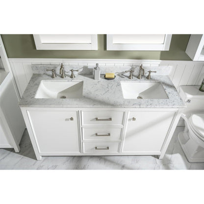 Legion Furniture 60" White Finish Double Sink Vanity Cabinet With Carrara White Top WLF2160D-W