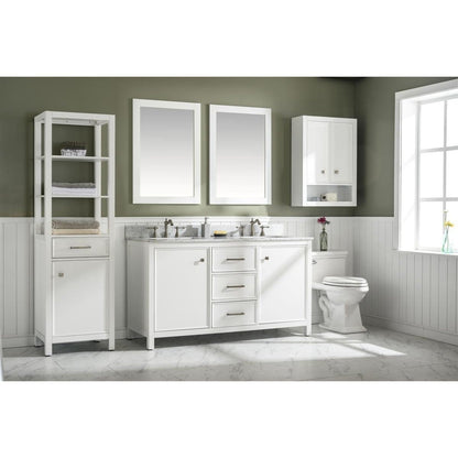 Legion Furniture 60" White Finish Double Sink Vanity Cabinet With Carrara White Top WLF2160D-W