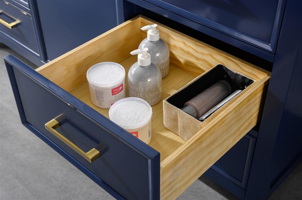 60" Bainbridge Vanity with Single Sink and Carrara Marble Top in Blue Finish