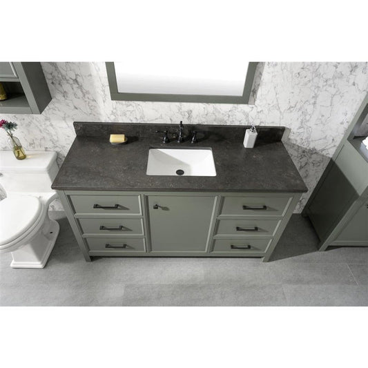 Legion Furniture 60" Pewter Green Finish Single Sink Vanity Cabinet With Blue Lime Stone Top WLF2160S-PG