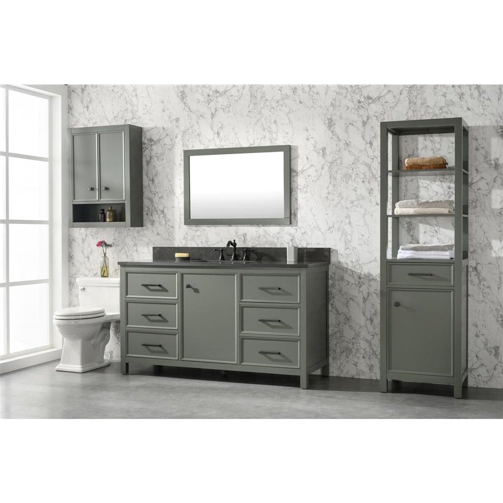 Legion Furniture 60" Pewter Green Finish Single Sink Vanity Cabinet With Blue Lime Stone Top WLF2160S-PG