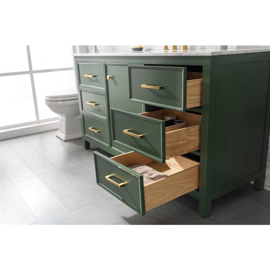 Legion Furniture 60"" Vogue Green Finish Single Sink Vanity Cabinet With Carrara White Top WLF2160S-VG