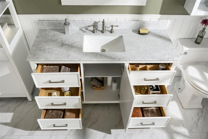 60" Bainbridge Vanity with Single Sink and Carrara Marble Top in White Finish