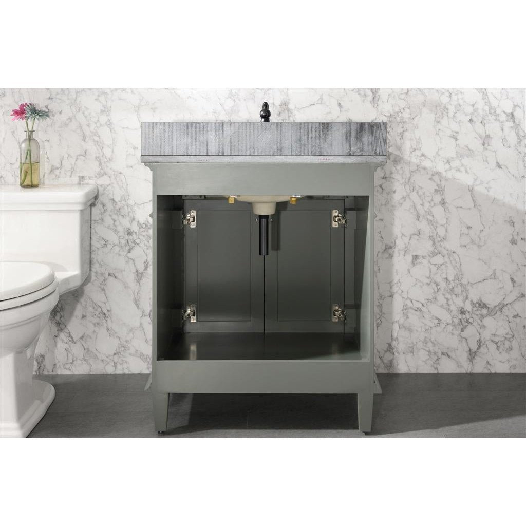 Legion Furniture 30" Pewter Green Finish Sink Vanity Cabinet With Blue Lime Stone Top WLF2230-PG