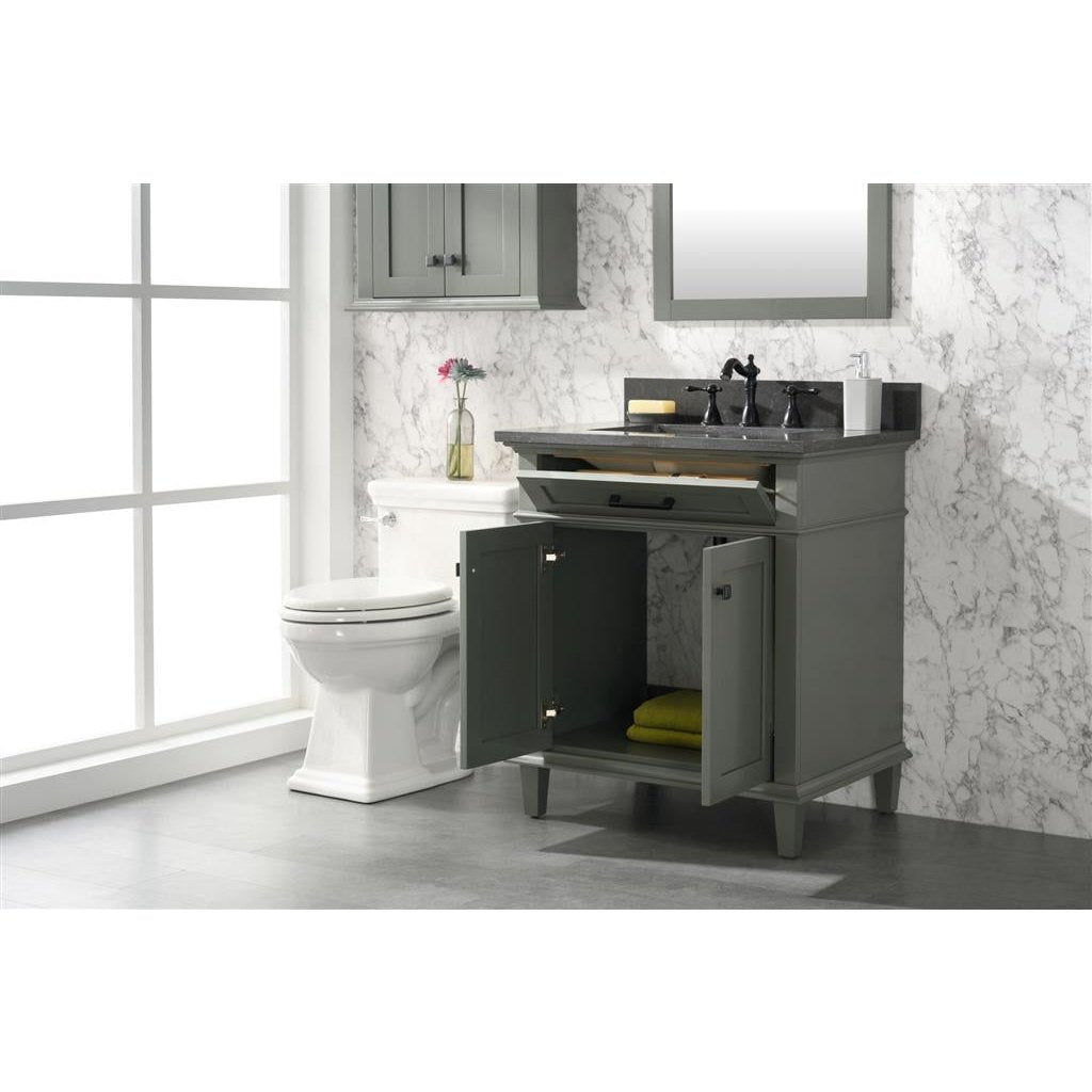 Legion Furniture 30" Pewter Green Finish Sink Vanity Cabinet With Blue Lime Stone Top WLF2230-PG