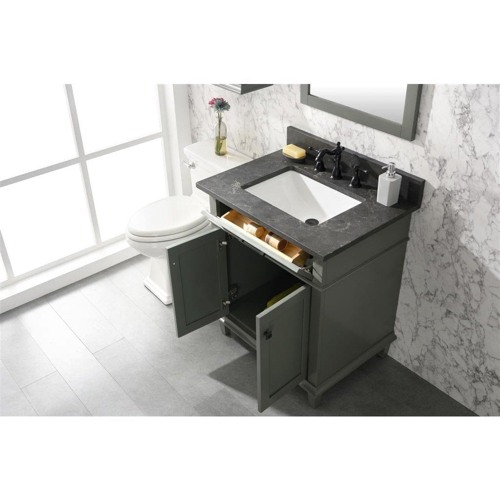 Legion Furniture 30" Pewter Green Finish Sink Vanity Cabinet With Blue Lime Stone Top WLF2230-PG