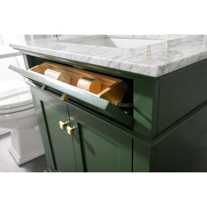 Legion Furniture 30" Vogue Green Finish Sink Vanity Cabinet With Carrara White Top WLF2230-VG