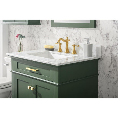 Legion Furniture 30" Vogue Green Finish Sink Vanity Cabinet With Carrara White Top WLF2230-VG