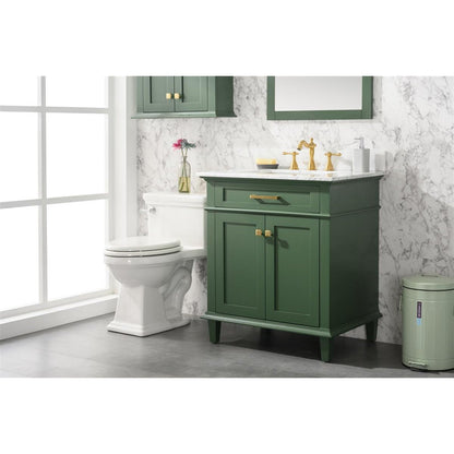 Legion Furniture 30" Vogue Green Finish Sink Vanity Cabinet With Carrara White Top WLF2230-VG