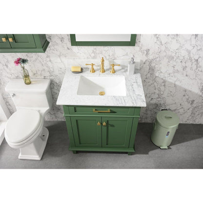 Legion Furniture 30" Vogue Green Finish Sink Vanity Cabinet With Carrara White Top WLF2230-VG