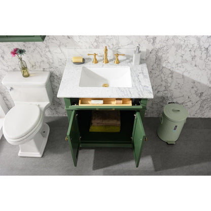 Legion Furniture 30" Vogue Green Finish Sink Vanity Cabinet With Carrara White Top WLF2230-VG