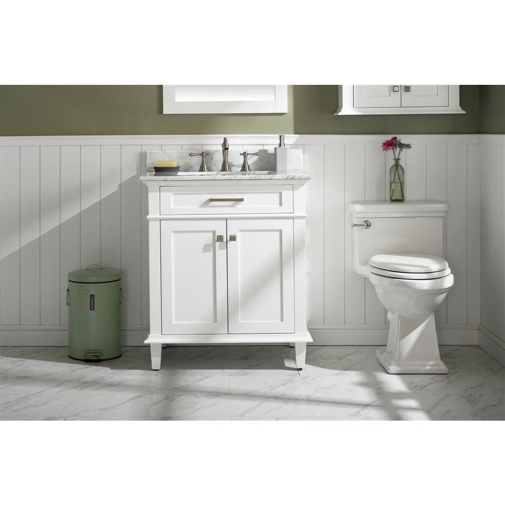 Legion Furniture 30" White Finish Sink Vanity Cabinet With Carrara White Top WLF2230-W