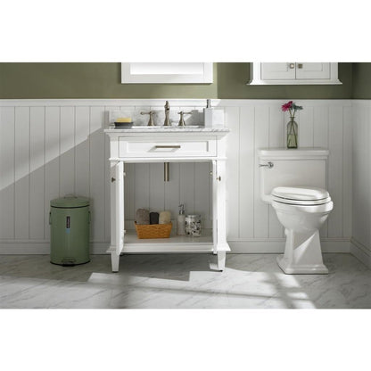 Legion Furniture 30" White Finish Sink Vanity Cabinet With Carrara White Top WLF2230-W