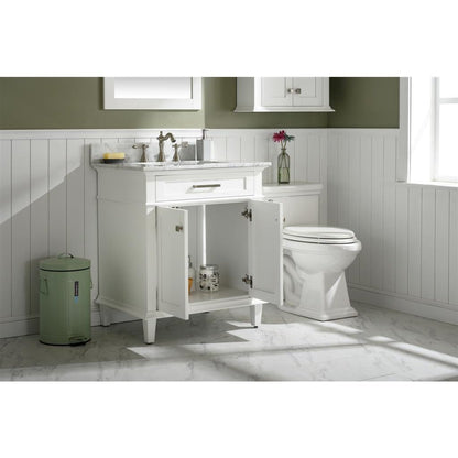 Legion Furniture 30" White Finish Sink Vanity Cabinet With Carrara White Top WLF2230-W