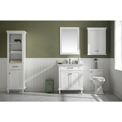 Legion Furniture 30" White Finish Sink Vanity Cabinet With Carrara White Top WLF2230-W