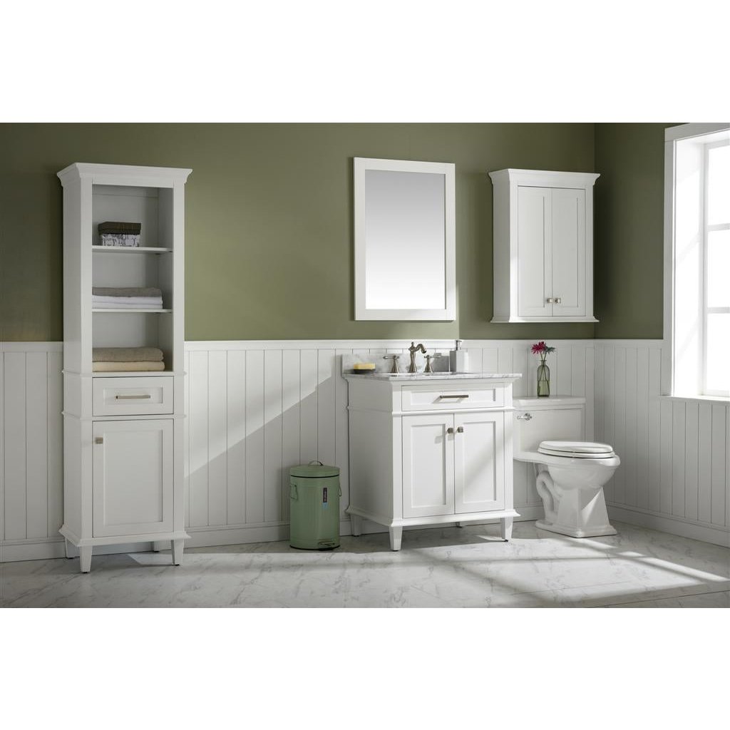 Legion Furniture 30" White Finish Sink Vanity Cabinet With Carrara White Top WLF2230-W