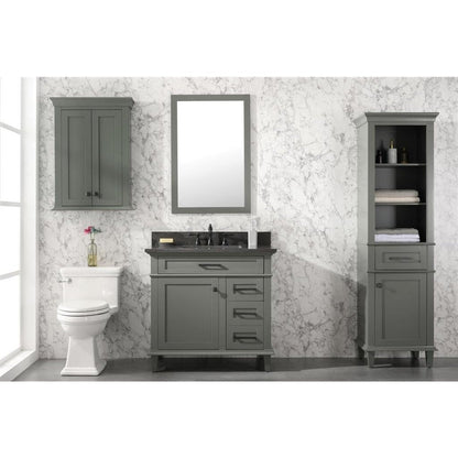 Legion Furniture 36" Pewter Green Finish Sink Vanity Cabinet With Blue Lime Stone Top WLF2236-PG