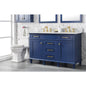 Legion Furniture 54" Blue Finish Double Sink Vanity Cabinet With Carrara White Top WLF2254-B