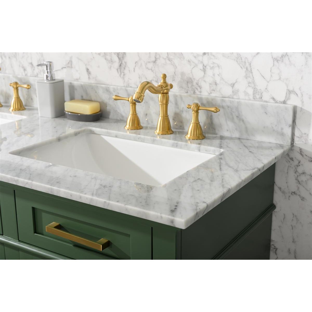 Legion Furniture 54" Vogue Green Finish Double Sink Vanity Cabinet With Carrara White Top WLF2254-VG