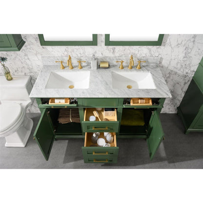 Legion Furniture 54" Vogue Green Finish Double Sink Vanity Cabinet With Carrara White Top WLF2254-VG