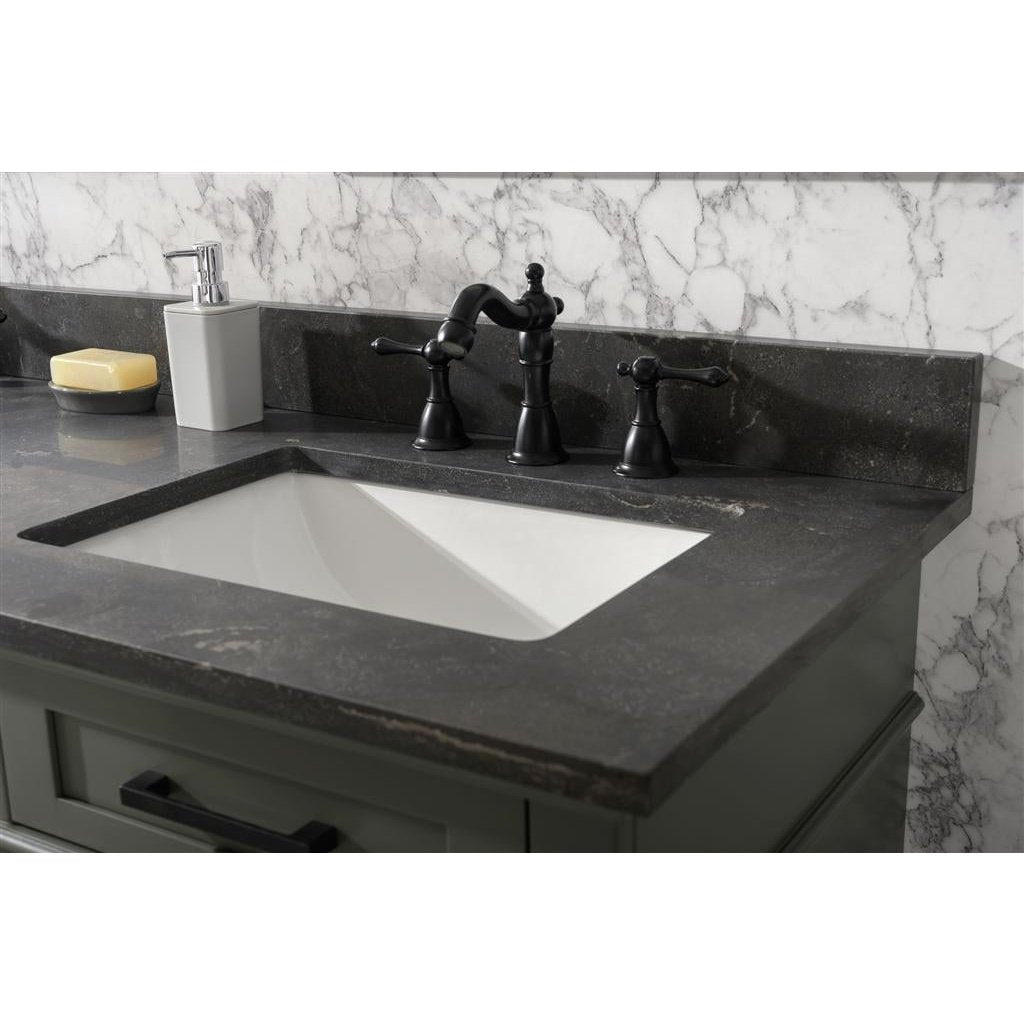 Legion Furniture 60" Pewter Green Finish Double Sink Vanity Cabinet With Blue Lime Stone Top WLF2260D-PG